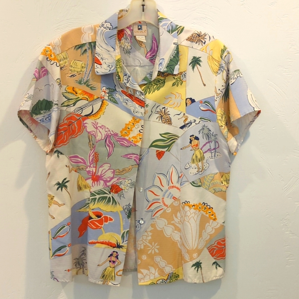 Kahala silk Hawaiian blouse